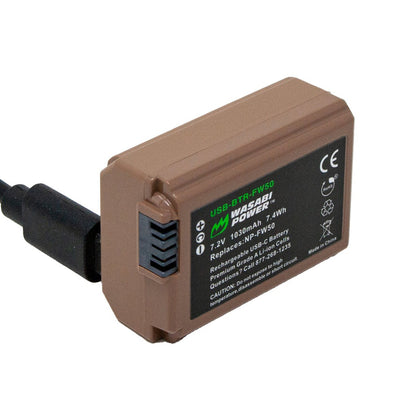 [CLEARANCE] Wasabi Power Sony NP-FW50 NPFW50 Battery with USB Type C Fast Direct Charging for Sony Alpha a7 II a7R II a7S II a6500 a6400 a6300 a6000 NEX-F3 NEX-C3 NEX-7 NEX-6 NEX-5 NEX-3 and ZV-E10 Digital Camera