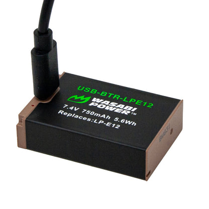 Wasabi Power Canon LP-E12 LPE12 Battery with USB Type C Fast Direct Charging for Canon EOS M M10 M2 M50 M50 Mark II M100 M200 100D and PowerShot SX70 HS Digital Camera