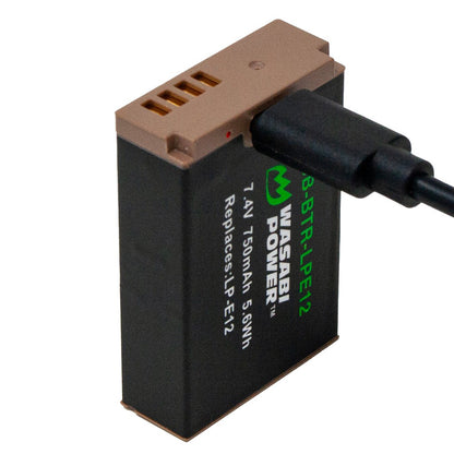 Wasabi Power Canon LP-E12 LPE12 Battery with USB Type C Fast Direct Charging for Canon EOS M M10 M2 M50 M50 Mark II M100 M200 100D and PowerShot SX70 HS Digital Camera