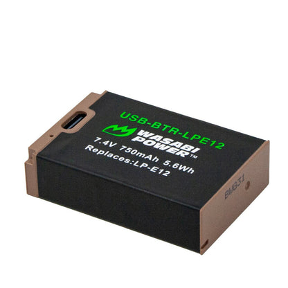 Wasabi Power Canon LP-E12 LPE12 Battery with USB Type C Fast Direct Charging for Canon EOS M M10 M2 M50 M50 Mark II M100 M200 100D and PowerShot SX70 HS Digital Camera