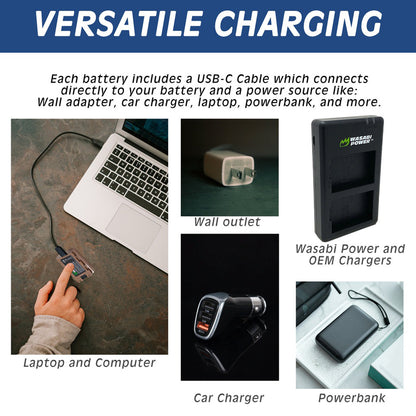 Wasabi Power Canon LP-E17 LPE17 Battery with USB Type C Fast Direct Charging for Canon 77D, M3, M5, M6, M6 Mark II, R10, R100, R50, R8, RP, 200D, 750D, 760D, 800D, and 850D Digital Camera