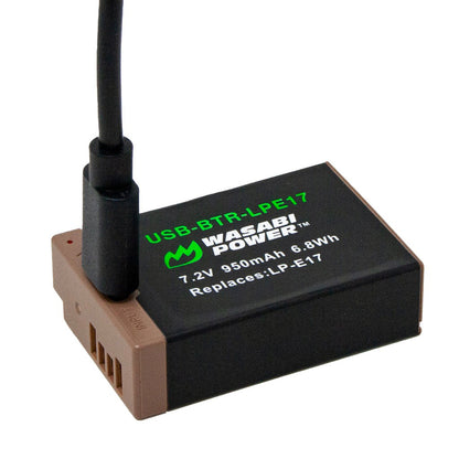 Wasabi Power Canon LP-E17 LPE17 Battery with USB Type C Fast Direct Charging for Canon 77D, M3, M5, M6, M6 Mark II, R10, R100, R50, R8, RP, 200D, 750D, 760D, 800D, and 850D Digital Camera