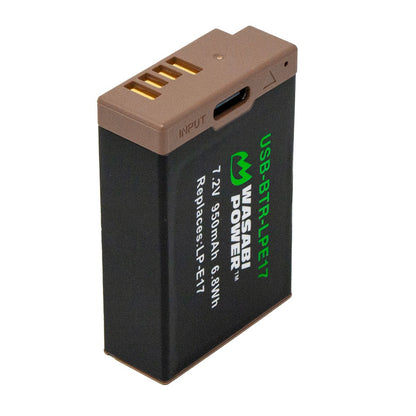 Wasabi Power Canon LP-E17 LPE17 Battery with USB Type C Fast Direct Charging for Canon 77D, M3, M5, M6, M6 Mark II, R10, R100, R50, R8, RP, 200D, 750D, 760D, 800D, and 850D Digital Camera