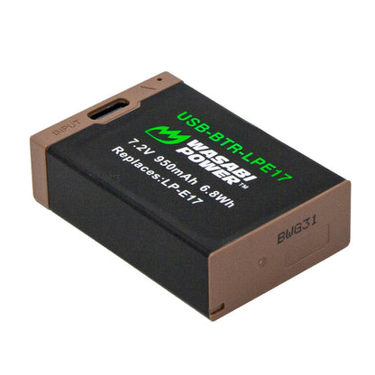 Wasabi Power Canon LP-E17 LPE17 Battery with USB Type C Fast Direct Charging for Canon 77D, M3, M5, M6, M6 Mark II, R10, R100, R50, R8, RP, 200D, 750D, 760D, 800D, and 850D Digital Camera