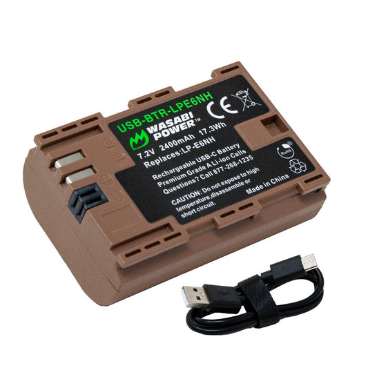 Wasabi Power Canon LP-E6NH LPE6NH Battery with USB Type C Fast Direct Charging for Canon 5D Mark III Mark II, 5DS, 5DS R, 6D, 7D, 7D Mark II, 60D, 60Da, 70D, 80D, 90D, XC10, XC15 Digital Camera