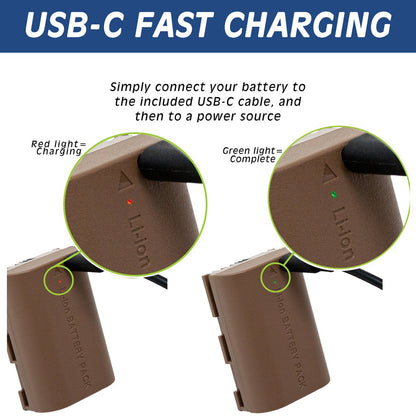 [CLEARANCE] Wasabi Power Canon LP-E6NH LPE6NH Battery with USB Type C Fast Direct Charging for Canon 5D Mark III Mark II, 5DS, 5DS R, 6D, 7D, 7D Mark II, 60D, 60Da, 70D, 80D, 90D, XC10, XC15 Digital Camera