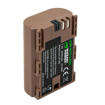 [CLEARANCE] Wasabi Power Canon LP-E6 LPE6 Battery with USB Type C Fast Direct Charging for Canon 5D Mark III Mark II, 5DS, 5DS R, 6D, 7D, 7D Mark II, 60D, 60Da, 70D, 80D, 90D, XC10, XC15 Digital Camera