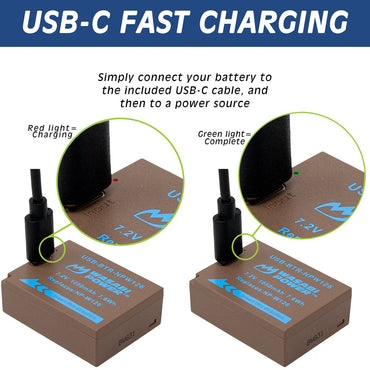 [CLEARANCE] Wasabi Power NP-W126 NPW126 7.2V 1050mAh Lithium-Ion Battery with Direct USB Type-C Charging Port for Fujifilm HS30EXR, X-A1 X-A2 X-A3, X-Pro1X-Pro2 X-Pro3, X-T10 X-T20 X-T30, X-T20 and X100F, X100V Mirrorless Camera | USB-BTR-NPW126