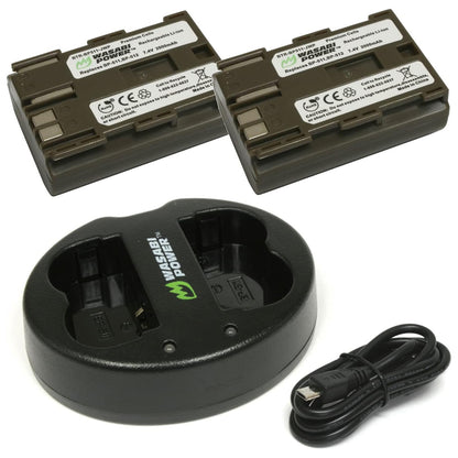 [CLEARANCE] Wasabi Power BP-511 BP511 (2 Pack) 7.4V 2000mAh Battery and Dual USB Charger Kit with Power Indicators for Canon EOS 5D, EOS 10D, FV2, FV10, FV20, Optura 10 20 50MC, PowerShot G1 G2 G3, PV130, ZR10, ZR20, ZR25, ZR25MC Digital Camera