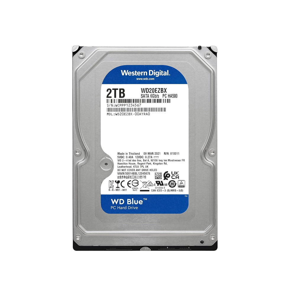 Western Digital WD Blue 2TB 3.5" Internal HDD Hard Disk Drive SATA 6.0 Gb/s with 7200RPM Disk Speed, 245MB Cache Size - Windows 10 / 8.1 / 7, macOS Supported for PC, Desktop WD20EZBX | Computer Components