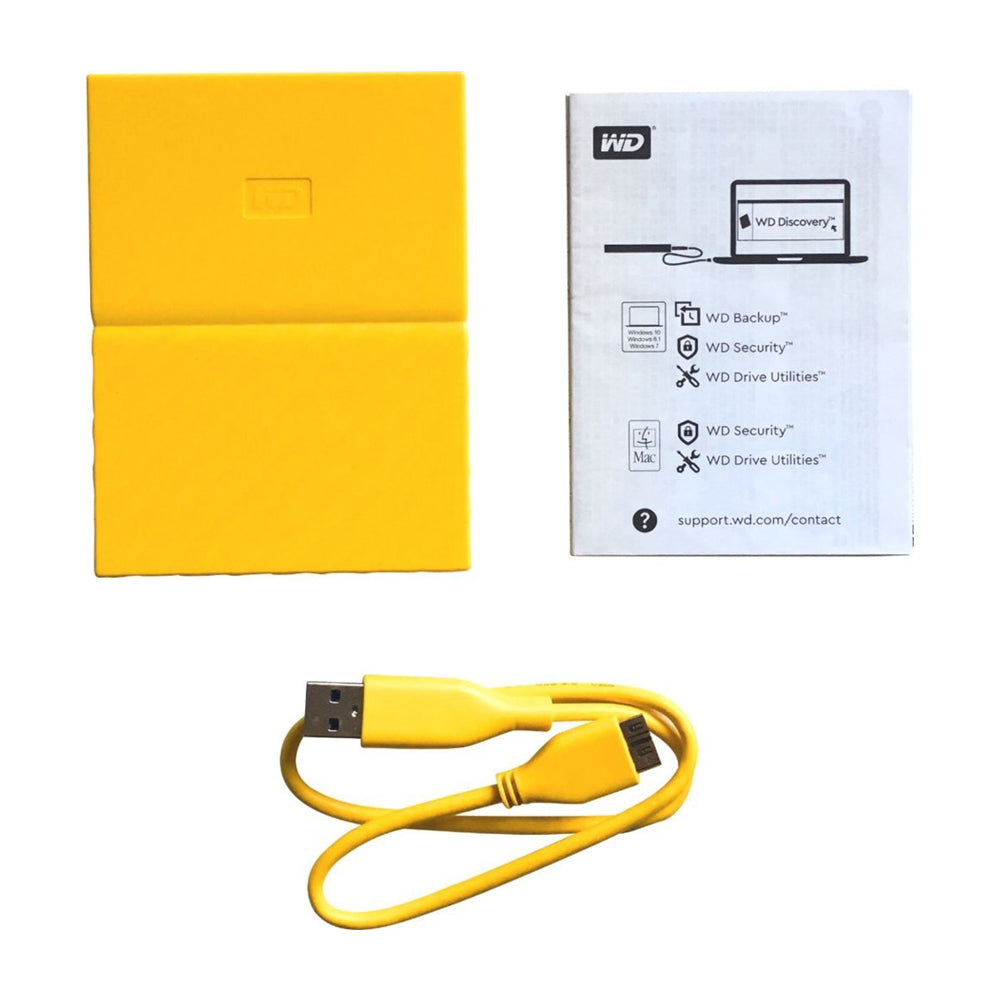Western Digital WD My Passport 4TB USB 3.0 2.5" Portable External Hard Drive with 256-bit AES Encrypted Password Protection and Security Software - Yellow | BYFT0040BYL