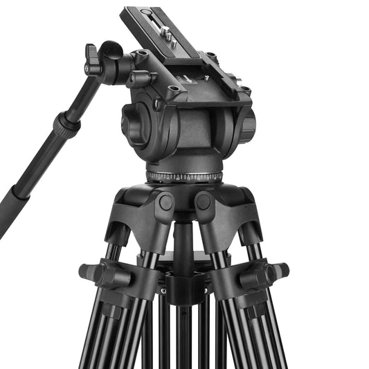 WEIFENG WF-616 Professional Video Tripod with 75mm Bowl Fluid Head 360° Pan & -75°/+90° Tilt, Quick Release Plate, 1/4" & 3/8" Attancement Threads, 180cm Max. Height, 8kg Max. Load Capacity for DSLR, SLR, Mirrorless, Movie, Cinema Camera
