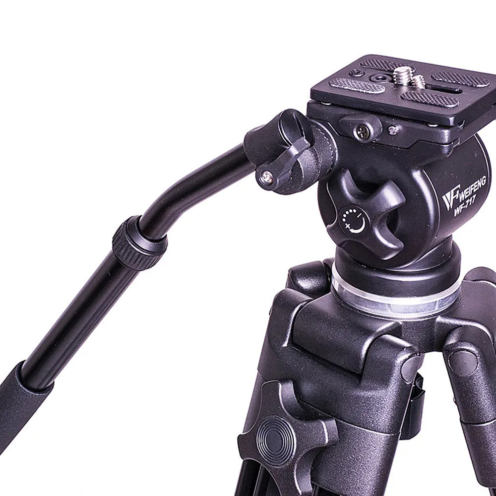 WEIFENG WT-717 Professional Video Tripod with 55mm Bowl Fluid Head 360° Pan / -65° to 90° Tilt, Quick Release Plate, 1/4" & 3/8" Attancement Threads, 180cm Max. Height, 6kg Max. Load Capacity for DSLR, SLR, Mirrorless, Cinema Camera