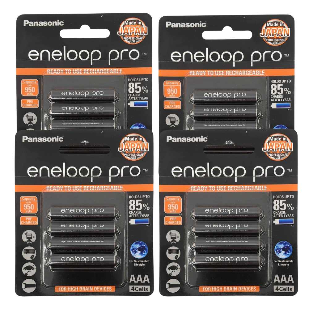 Panasonic Eneloop Pro BK-4HCCE-4BT Rechargeable Battery AAA Pack of 4 (Black) x4