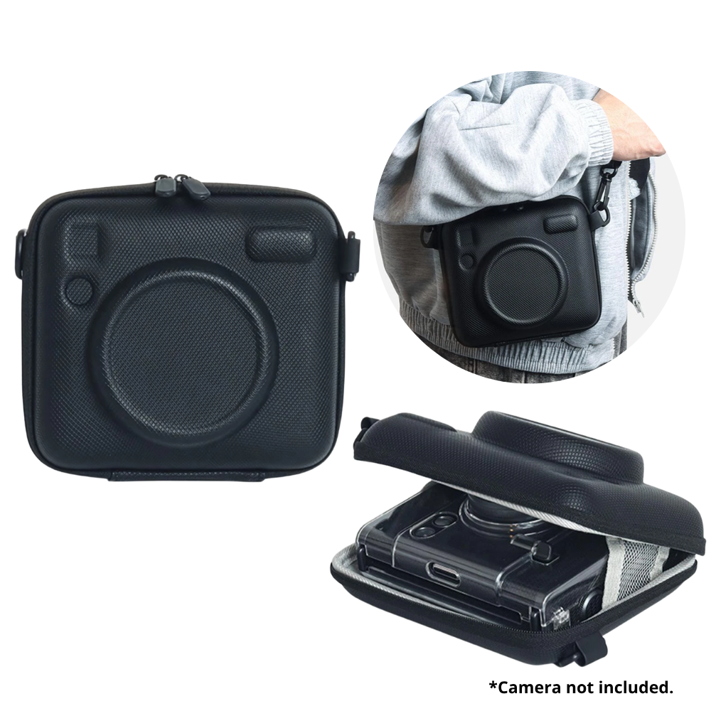 Pikxi EVA Hard Case Protective Sling Bag for Instax Wide EVO / SQ Square Series Hybrid Instant Digital Film Cameras | Black