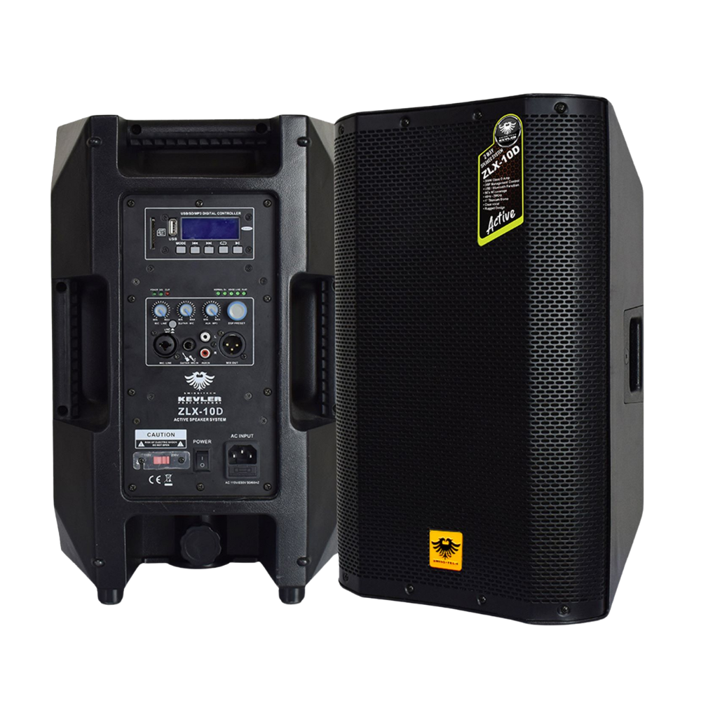KEVLER ZLX-10D 10 350W 2-Way Full Range Active Loud Speaker (PAIR) with LCD Display and Class D Amplifier, Built-In USB Port and Bluetooth Function, Mic Line / Guitar, RCA and XLR Line I/O and DSP Preset Modes