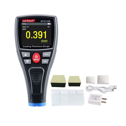 Wintact WT2110B Digital Paint Thickness Gauge with Colored HD LCD Display, Wired / Bluetooth Wireless Connectivity, and Single / Continuous Measurement Settings
