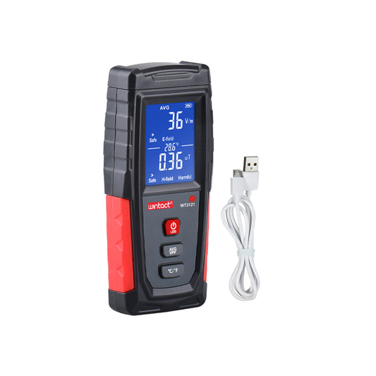 Wintact WT3121 Digital EMF Electromagnetic Radiation Detector Tester Meter with 3.5-inch Backlit Monochromatic LCD Display, Audible and Visual Alarm