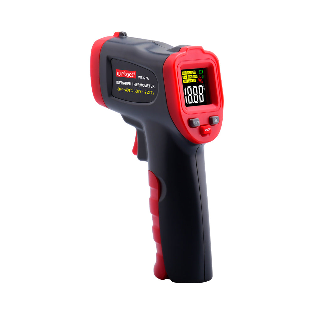 Wintact by Benetech WT327 Non-Contact Infrared Thermometer Digital Thermal Scanner (-50°C - 400° / 600° / 800° / 950°C) with Triple-A (AAA) Battery Included, Colored LCD Display for Hot Hazardous Objects, Body & Forehead Temperature Check