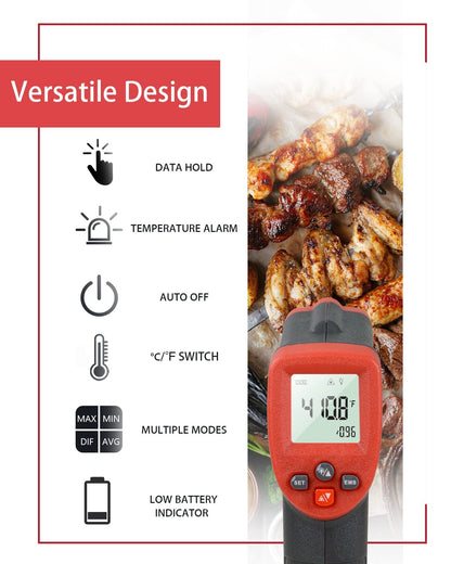 Wintact WT550 Handheld Digital Industrial Non-Contact Infrared Thermometer with Backlit Monochromatic LCD Screen Display