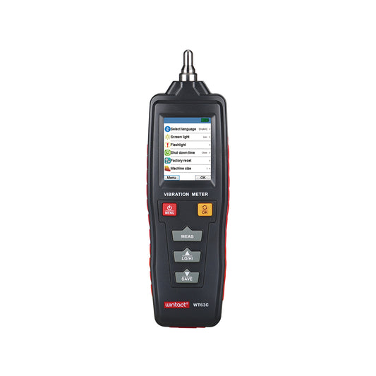 Wintact by Benetech WT63C Digital Vibration Meter (Battery Included) with 1KHz ~ 4KHz (HI) / 10KHz ~ 1KHz (LO) Frequency Acceleration, Data Logging, Colored LCD Display, Flashlight