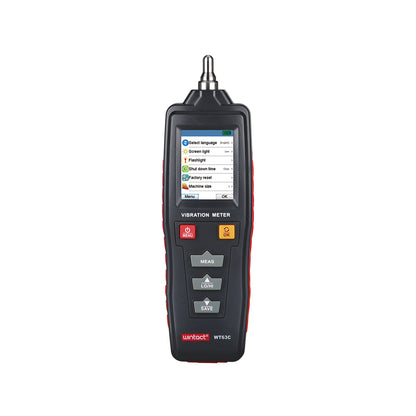 Wintact by Benetech WT63C Digital Vibration Meter (Battery Included) with 1KHz ~ 4KHz (HI) / 10KHz ~ 1KHz (LO) Frequency Acceleration, Data Logging, Colored LCD Display, Flashlight
