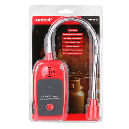 Wintact WT8820 Portable 30cm Gooseneck Combustible Gas Detector with Audible and Visual Alarm for Flammable Gases Leakage Monitoring