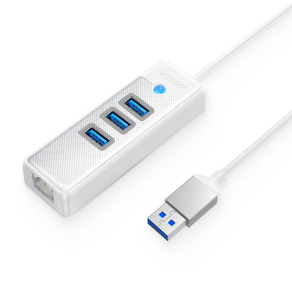 [CLEARANCE] ORICO 4-in-1 USB-A 3.0 Data Hub with 5Gbps USB-A 3.0 Input, 2.5Gbps Ethernet, 5Gbps USB 3.0 Type A Output for Windows 8/10, macOS, Linux | Blue