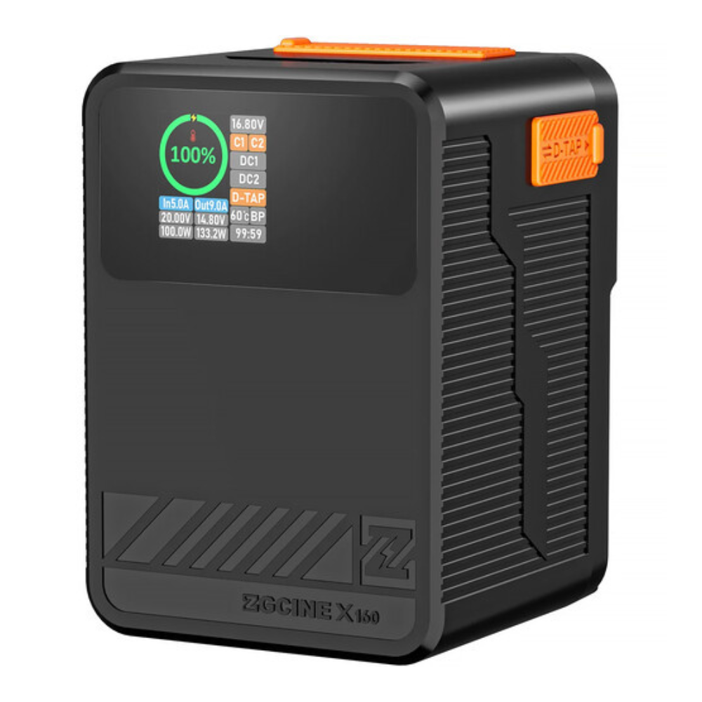 ZGCINE ZG-X160 156Wh / ZG-X99 99Wh / ZG-X50 52Wh 14.8V V-Mount Battery with Birectional Support, 100W PD USB-C Fast Charger, D-Tap, DC Output, 1.3" Color Status Display for Cameras, LED Lights, Monitors, Studio, Video & Content Creation