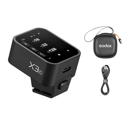 Godox X3 TTL 2.4G Wireless Flash Trigger for FUJIFILM Sony Canon Nikon Digital Cameras with OLED Touch Screen Display, Built-In Rechargeable Battery, USB C Fast Charging, 32 Channels, 99 IDs, 100m Long Range Transmitter for Photography