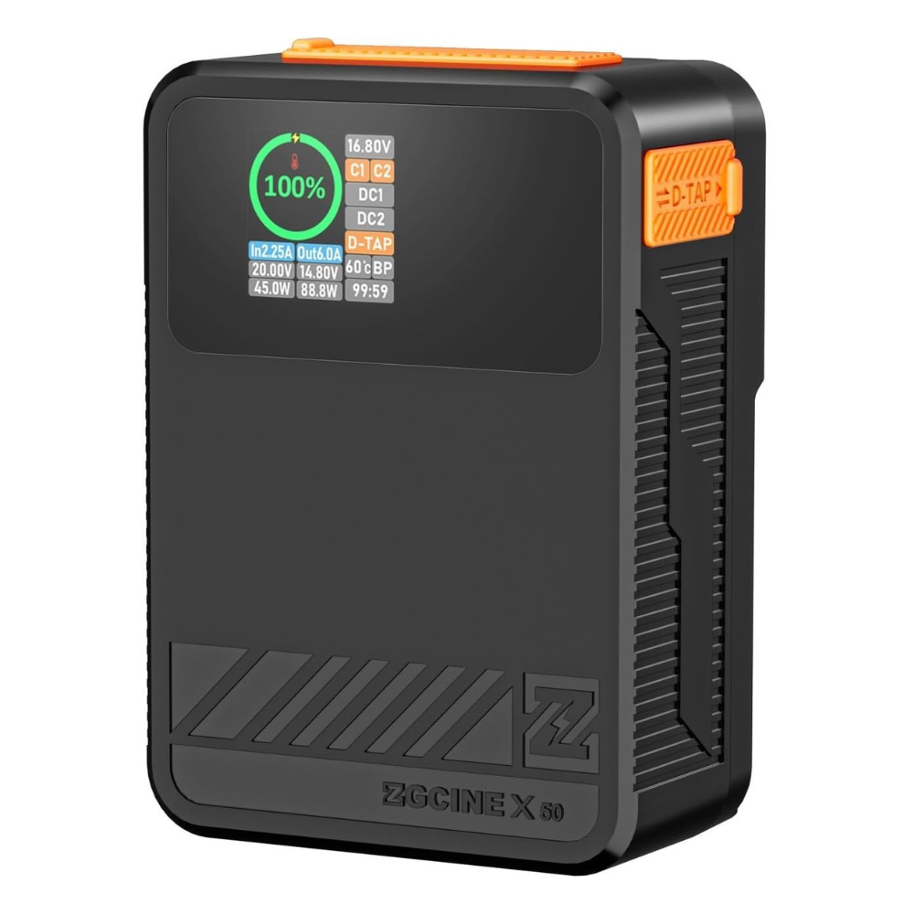 ZGCINE ZG-X160 156Wh / ZG-X99 99Wh / ZG-X50 52Wh 14.8V V-Mount Battery with Birectional Support, 100W PD USB-C Fast Charger, D-Tap, DC Output, 1.3" Color Status Display for Cameras, LED Lights, Monitors, Studio, Video & Content Creation