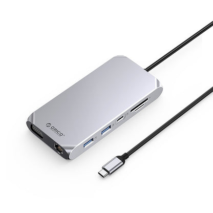 [CLEARANCE] ORICO 12-in-1 USB 3.1 Type C Multifunctional Docking Station with 5Gbps USB-C Input, 4K 30Hz, PD 100W, 5Gbps USB-A 3.1. USB-A 2.0, 1080p VGA, 1000Mbps Ethernet, 3.5mm Audio Port, SD & TF Card Slot (Gray, Rose Gold, Silver) | XCR-X22