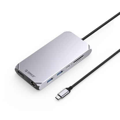 [CLEARANCE] ORICO 12-in-1 USB 3.1 Type C Multifunctional Docking Station with 5Gbps USB-C Input, 4K 60Hz, PD 100W, 5Gbps USB-A 3.1. USB-A 2.0, 4K 60Hz DP, 1000Mbps Ethernet, 3.5mm Audio Port, SD & TF Card Slot (Gray, Rose Gold, Silver) | XCR-X33