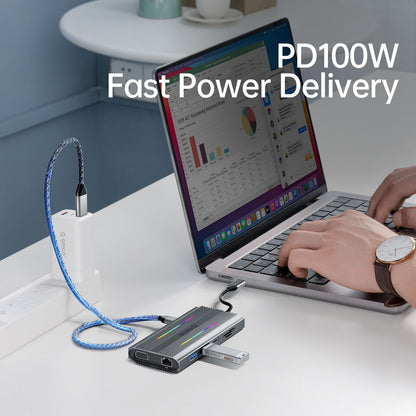 [CLEARANCE] ORICO XDR-X33 12-in-1 USB 3.1 Type C Multifunctional Docking Station with 5Gbps USB-C Input, 4K 60Hz, PD 100W, 5Gbps USB-A 3.1. USB-A 2.0, 4K 60Hz DP, 1000Mbps Ethernet, 3.5mm Audio Port, SD & TF Card Slot (Silver)