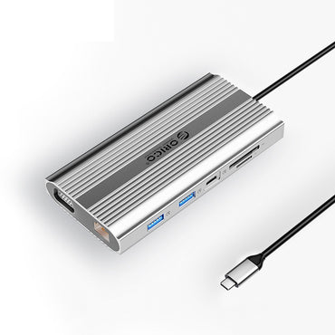 [CLEARANCE] ORICO XDR-X11 12-in-1 USB 3.1 Type C Multifunctional Docking Station with 5Gbps USB-C Input, 4K 60Hz, PD 100W, 5Gbps USB-A 3.1. USB-A 2.0, 1080p VGA, 1000Mbps Ethernet, 3.5mm Audio Port, SD & TF Card Slot (Rose Gold)