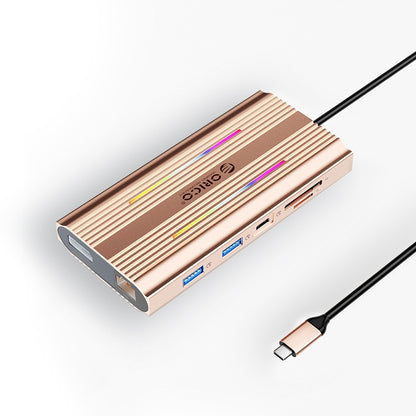 [CLEARANCE] ORICO 12-in-1 (RGB) USB 3.1 Type C Multifunctional Docking Station with 5Gbps USB-C Input, 4K 60Hz, PD 100W, 5Gbps USB-A 3.1. USB-A 2.0, 4K 60Hz DP, 1000Mbps Ethernet, 3.5mm Audio Port, SD & TF Card Slot (Gray, Rose Gold, Silver)
