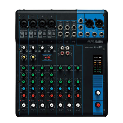 Yamaha MG10XU 10-Channel Analog Console Mixer USB Audio Interface 2in / 2Out with 24 SPX Effects, 2-Band EQ Equalizer, D-PRE Mic Preamps, PAD Switch, XLR and 6.35mm AUX I/O Connectivity and 48V Switchable Phantom Power and Apple Support