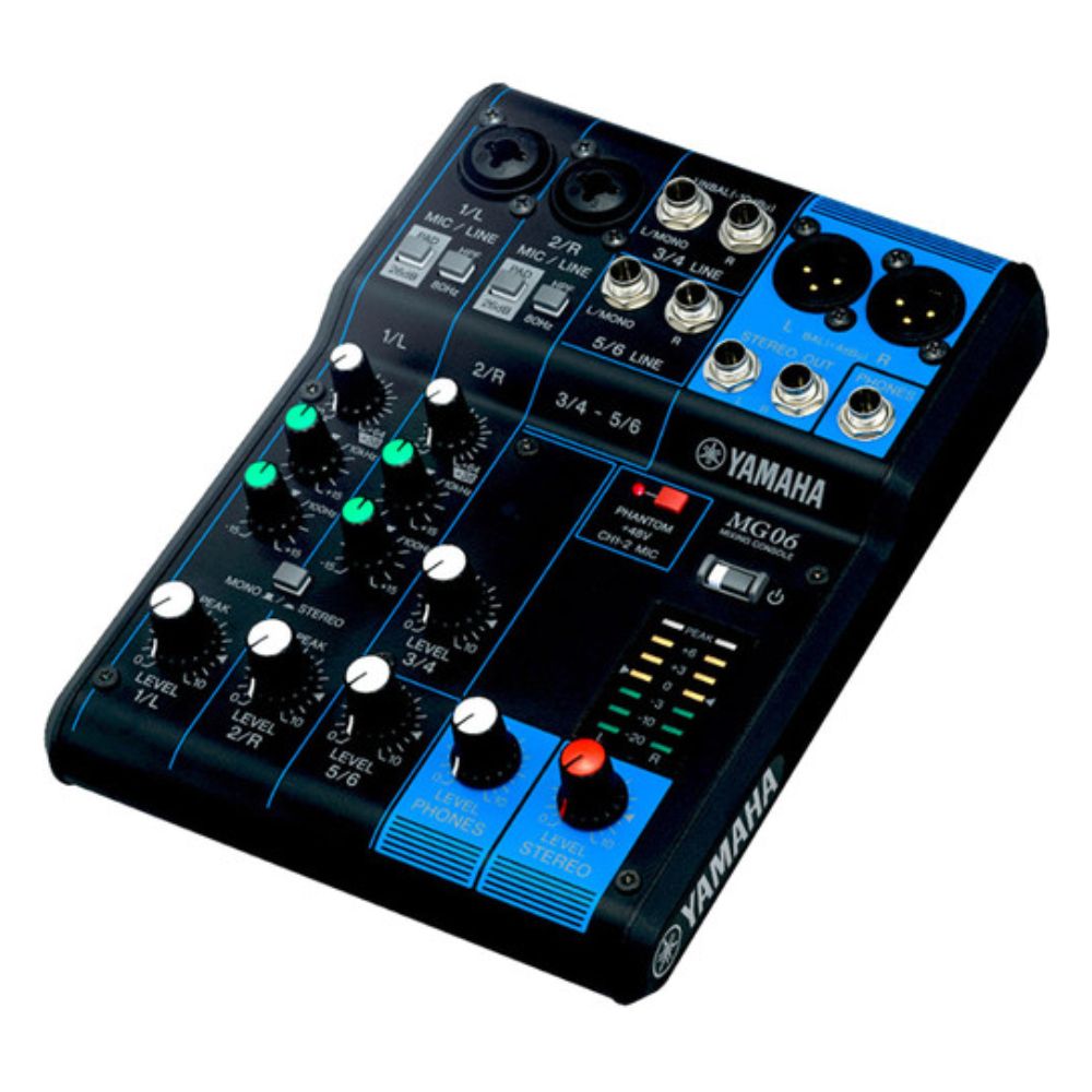 Yamaha MG06X 6-Channel Audio Console Mixer with 6 Built-in SPX Effects, 2-Band EQ Equalizer, D-PRE Mic Preamps, XLR and 6.35mm AUX I/O Connectivity and 48V Switchable Phantom Power for Studio Production and Recording | MG06X