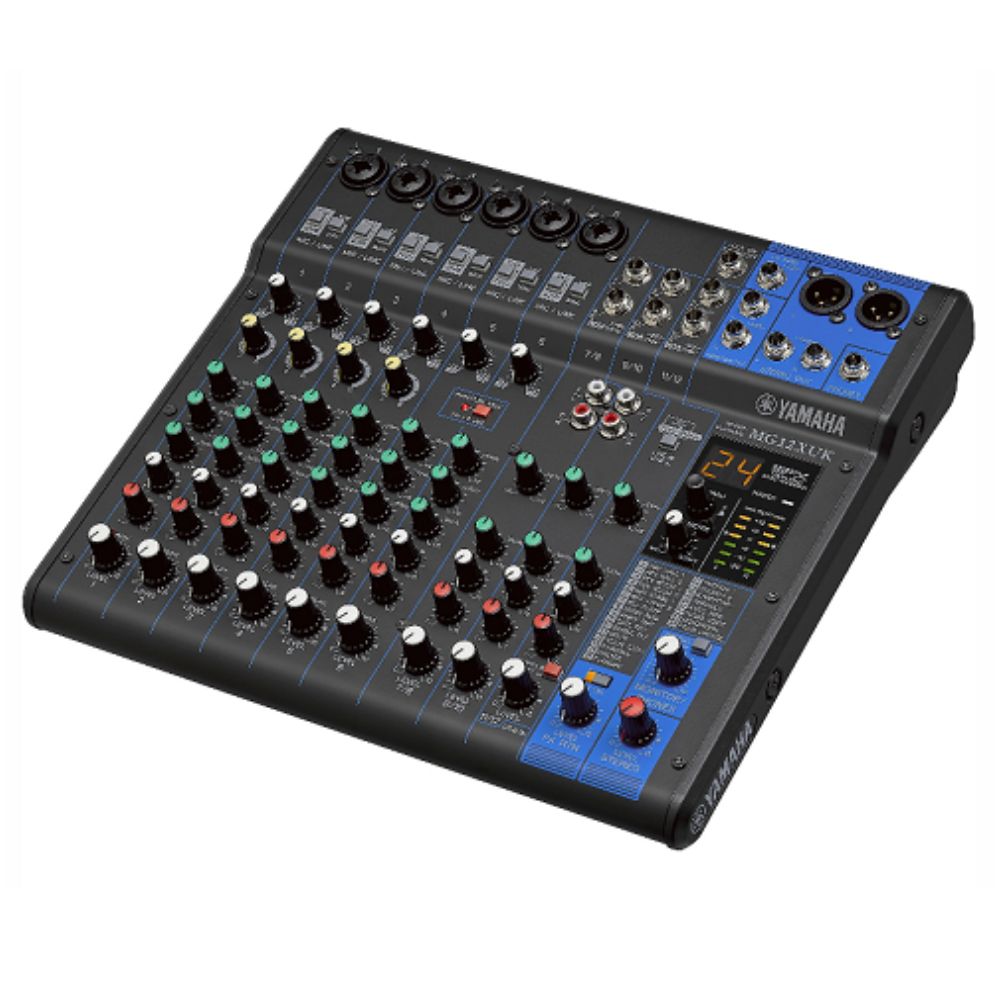 Yamaha MG12XUK 12-Channel Analog Console Mixer USB Audio Interface 2in / 2Out with 24 SPX Effects, 2-Band EQ Equalizer, D-PRE Mic Preamps, PAD Switch, XLR and 6.35mm AUX I/O Connectivity, Apple iPad Support and Cubasis LE App Support