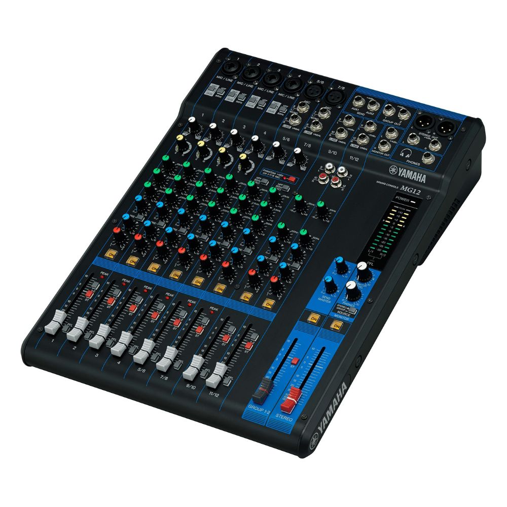 Yamaha MG12XUK 12-Channel Analog Console Mixer USB Audio Interface 2in / 2Out with 24 SPX Effects, 2-Band EQ Equalizer, D-PRE Mic Preamps, PAD Switch, XLR and 6.35mm AUX I/O Connectivity, Apple iPad Support and Cubasis LE App Support