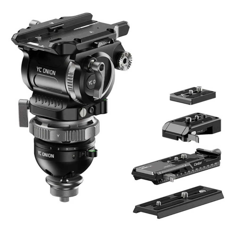 YC ONION PINETA PEAK Heavy Duty Video Tripod w/ CEDAR CB7 / FH7S Fluid Head, 75mm COCONUT Bowl Head, FEISO Release System, Low Shooting Angle Up to 82°, 1/4" & 3/8" Screw for Professional Video Production Tripod Mirrorless & Cinema Camera