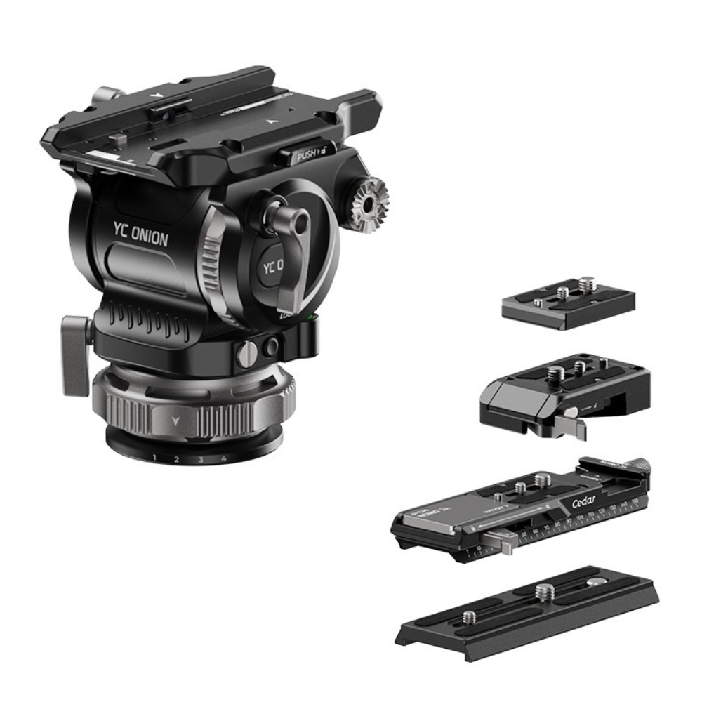 YC ONION PINETA PEAK Heavy Duty Video Tripod w/ CEDAR CB7 / FH7S Fluid Head, 75mm COCONUT Bowl Head, FEISO Release System, Low Shooting Angle Up to 82°, 1/4" & 3/8" Screw for Professional Video Production Tripod Mirrorless & Cinema Camera