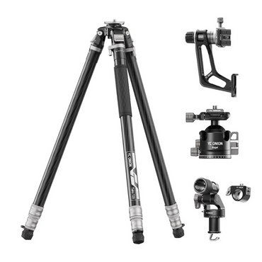 YC ONION TAKO T23 Carbon Fiber Tripod with GH38 Gimbal Head, Overhead Rig, BC44 & BF44 Ball Head, 1/4" Arri Locating Thread, One-Step Release System, Lower Shooting Angle Up to 82° for Photo / Video Tripod, DSLR Mirrorless Camera | TPC177