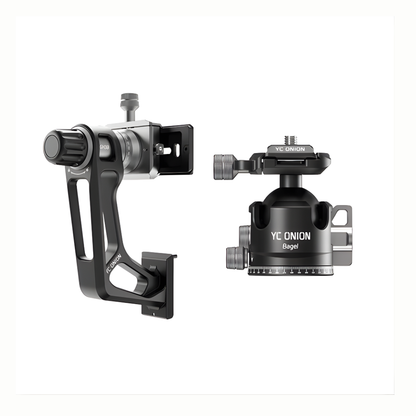 YC ONION Bagel BF44 Dual / BC44 Single 360° Panoramic Ball Head & GH38 Litchi Gimbal Head Vertical Shooting Extension Adapter with Quick Release Plate for Tripods, Monopods, Mirrorless & DSLR Cameras – Photography & Video Recording