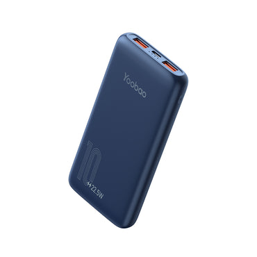 [CLEARANCE] Yoobao 1DQ 10000mAh Slim Power Bank 22.5W Super Fast Charge with USB 4.5 Type C Charging Cable, Dual Output Charging, Self Control Protector (Blue)