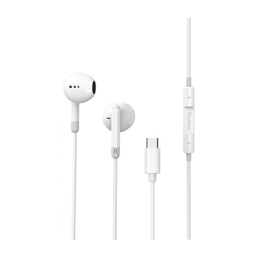 Yoobao L-C10 1.2m Wired Semi-In Ear Headset with Type C Connector, HD Microphones, Three Key Wire Control Buttons, Superior 3D Stereo Surround, and Answer Call Function for Smartphones