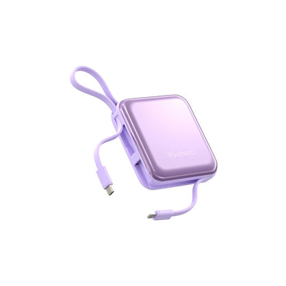 [CLEARANCE] Yoobao LK10 10000mAh 22.5W Fast Charge Digital Display Mini Power Bank with Built-In Type C & Lightning Charging Cable, USB-A & USB-C Port for Phone, Tablet, Camera, iPhone, Android Smartphone, etc. - Black / Purple / Blue | Powerbank