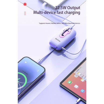 [CLEARANCE] Yoobao Lk11 10000mAh 22.5W Fast Charge Power Bank with LED Display Built-In Type C & Lightning Charging Cable for Phone, Tablet, Camera, iPhone, Android Smartphone, etc. - Blue | Powerbank