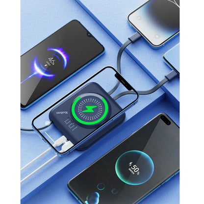 Yoobao W1 10000mAh 22.5W+PD20W Power Bank Built-In Magnetic Fast Charging with USB Type C/ Lightning/ Micro Cable, LED Display and Stand Function for Phone, Tablet, Camera, iPhone, Android Smartphone - Blue, Green | Powerbank