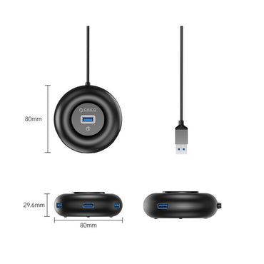 [CLEARANCE] ORICO YX3-U2 (1.8m) 4-Port USB 3.0 USB-A Desktop Hub 10W with 5Gbps Transmission Rate, 5Gbps USB-A 3.0, 3.5mm Audio Port, 480Mbps USB-A 2.0 Output for Windows 8/10, macOS, Linux, PC, Laptop, Desktop Computer